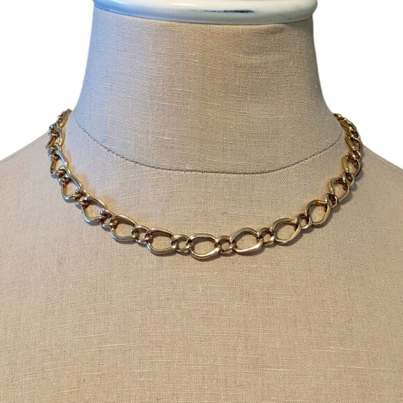 Napier Chain Necklace Choker Collar Gold Tone Chain Link Signed Chunky - Picture 1 of 8